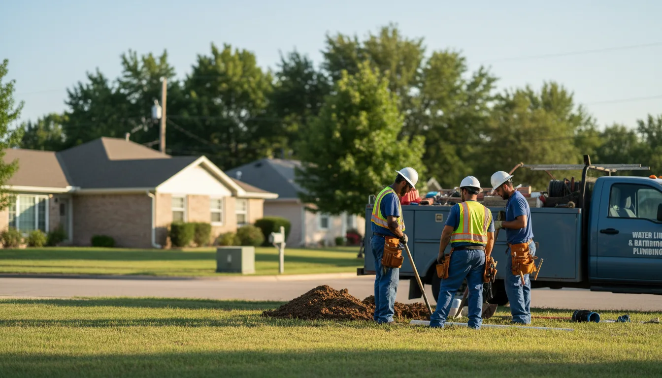 Residential water line and bathroom plumbing service in Mead, OK